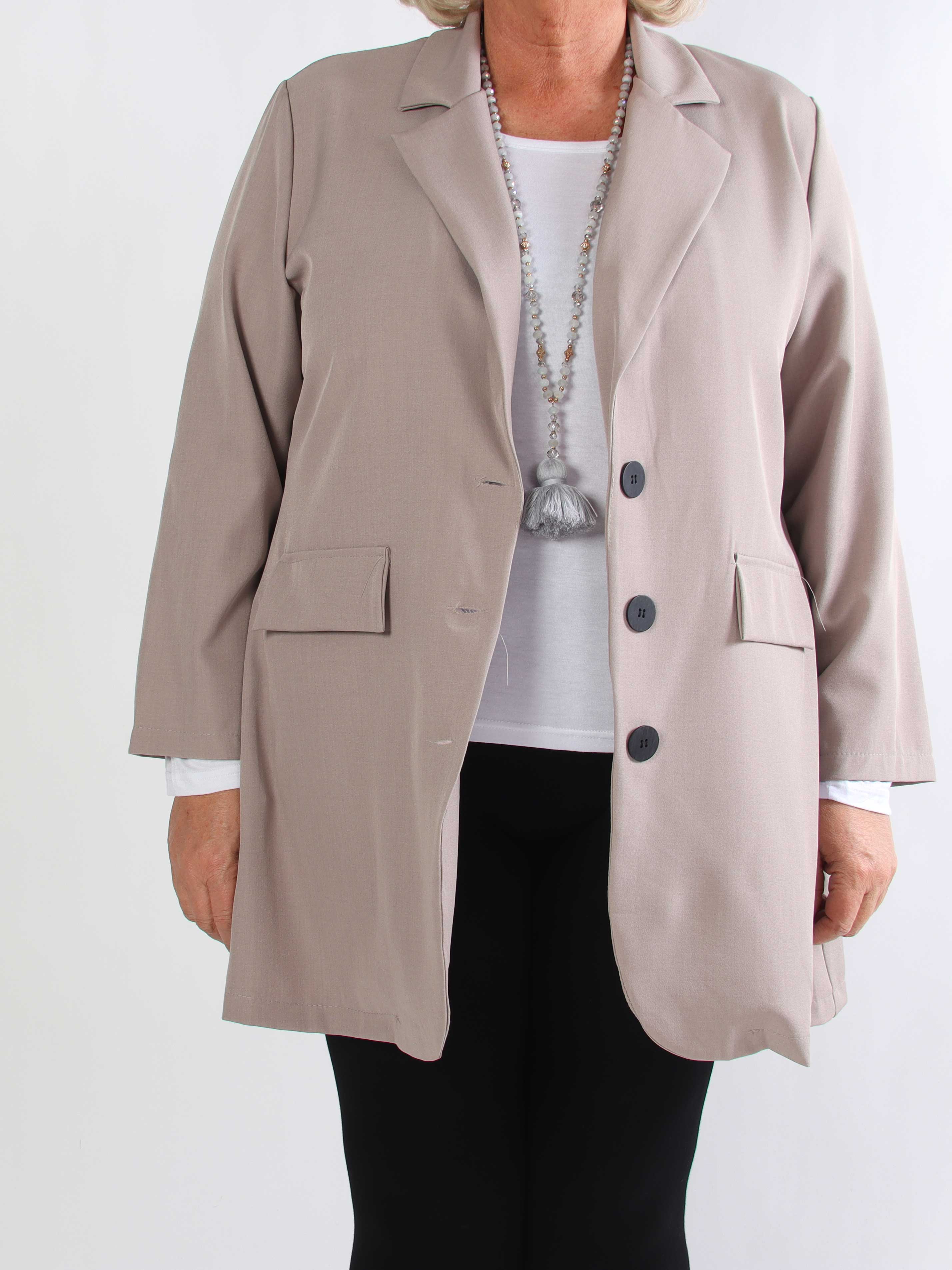 Lanthe Long Plain - Lang ensfarvet plus size blazer